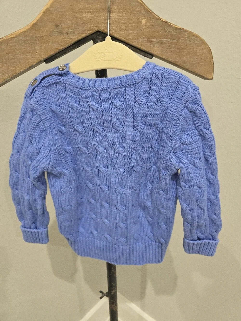 Ralph Lauren Blue Periwinkle Cable Knit Crewneck Sweater Baby Boy 24 Months